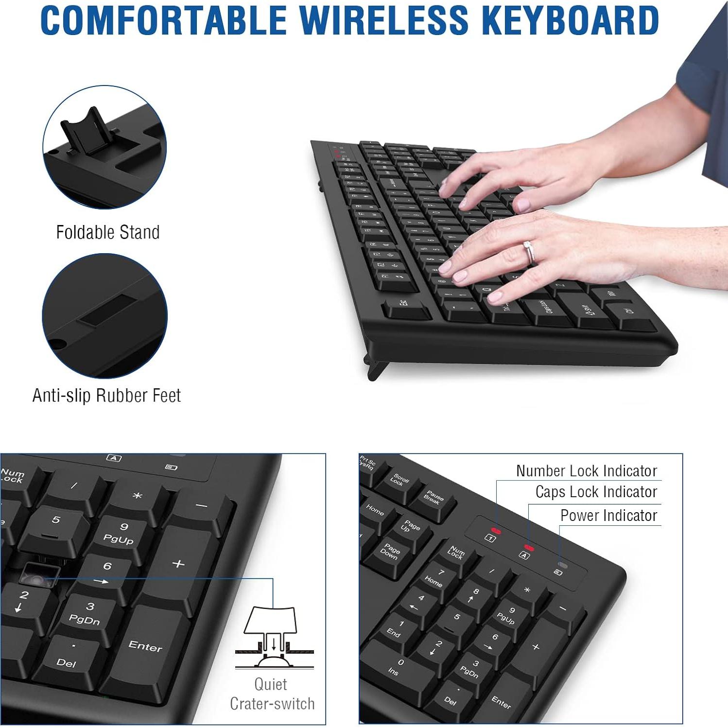 Combo Teclado y Ratón Inalámbricos EDJO Negro 2.4GHz USB