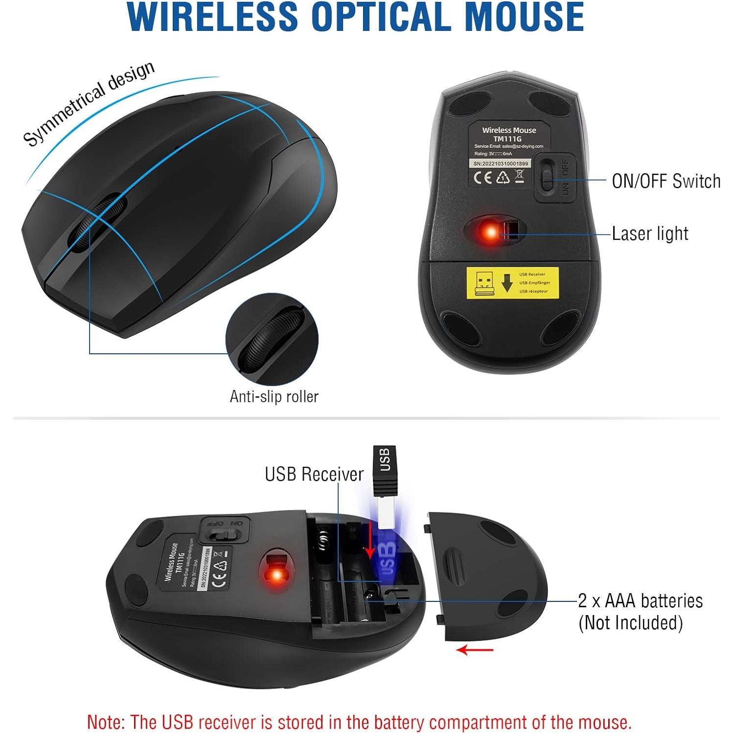 Combo Teclado y Ratón Inalámbricos EDJO Negro 2.4GHz USB