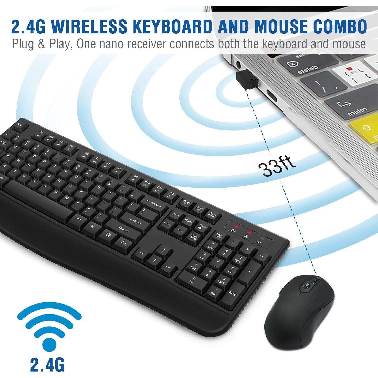 Combo Teclado y Ratón Inalámbrico Ergonómico EDJO Negro