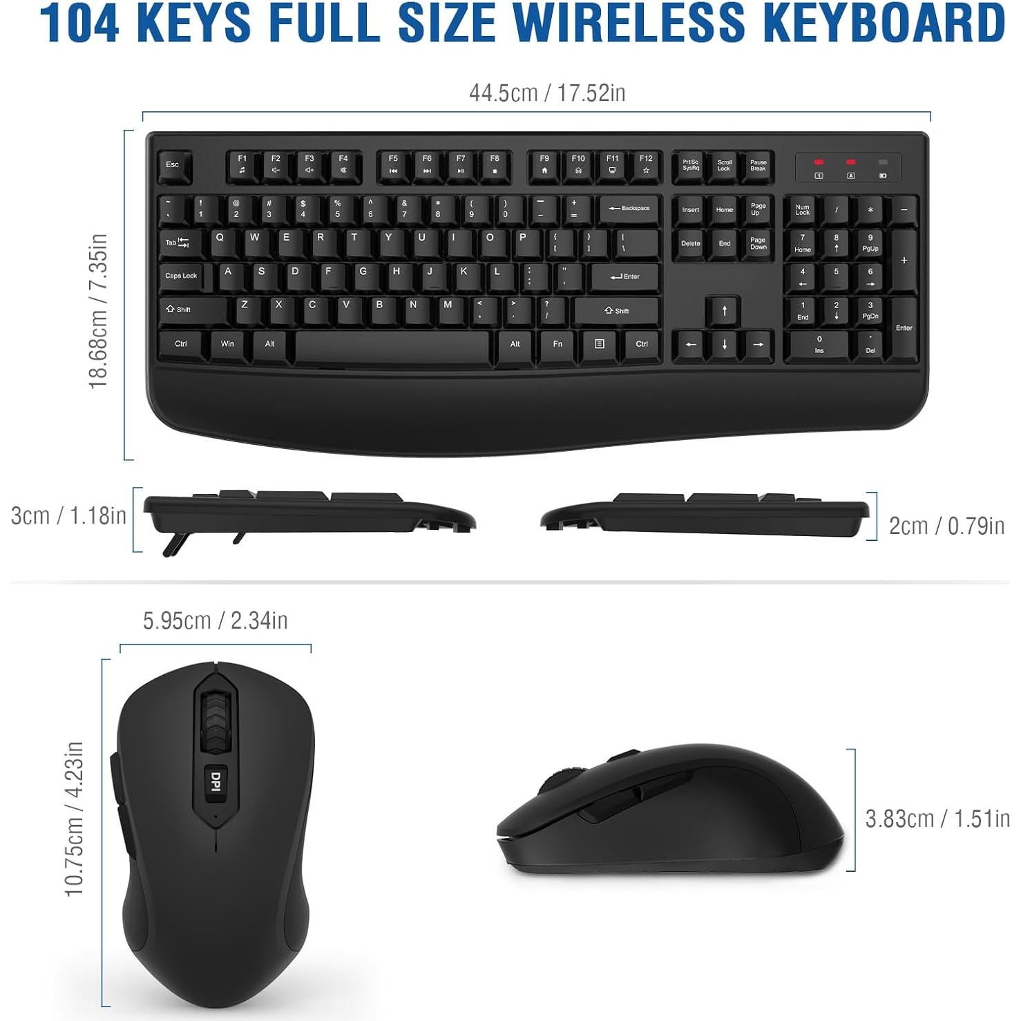 Combo Teclado y Ratón Inalámbrico Ergonómico EDJO Negro