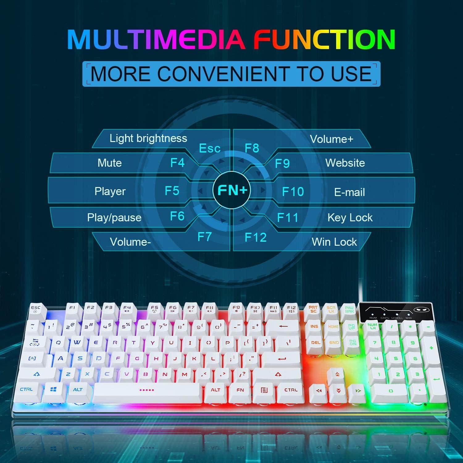 Combo Teclado y Ratón Gamer MageGee K1 RGB Blanco
