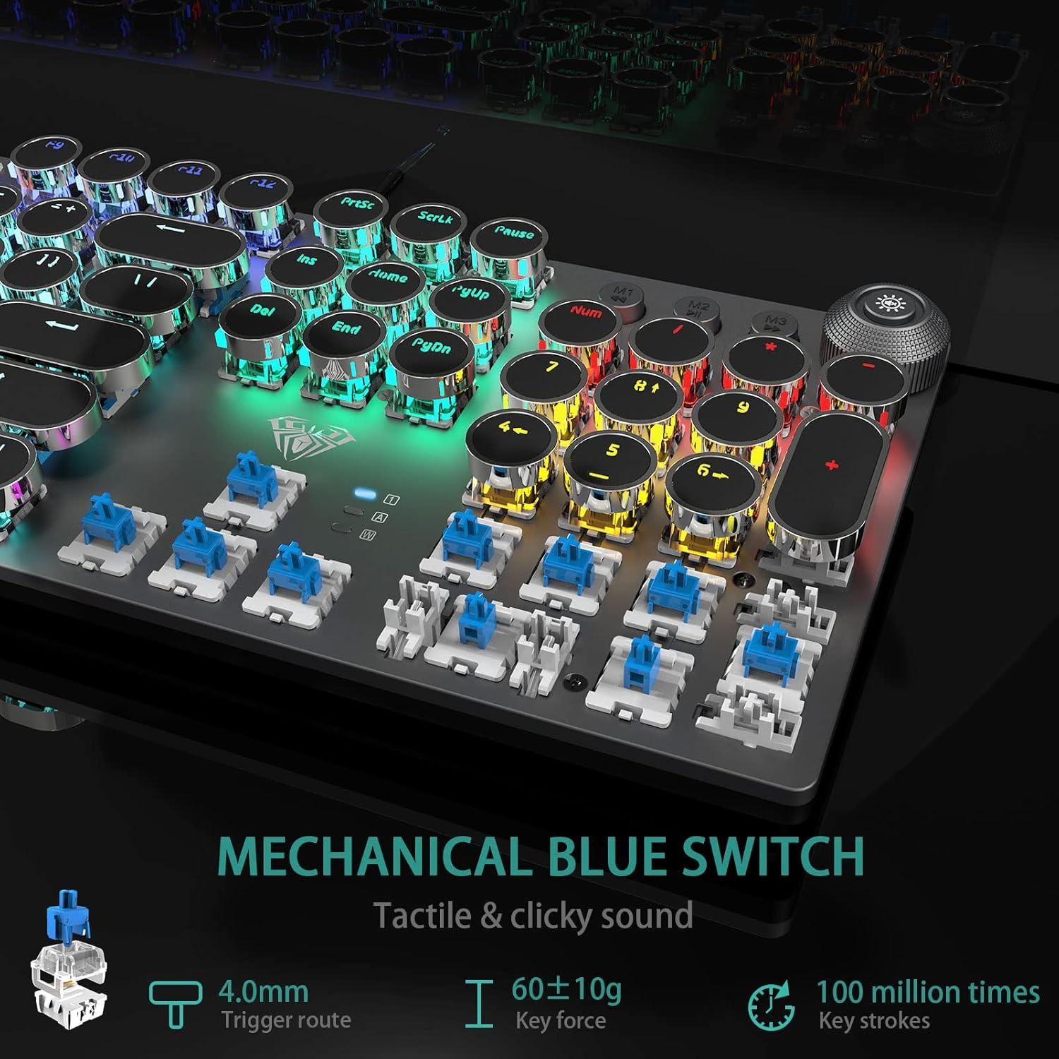 Teclado Mecánico AULA F2088 USB Retroiluminado LED 1,02kg