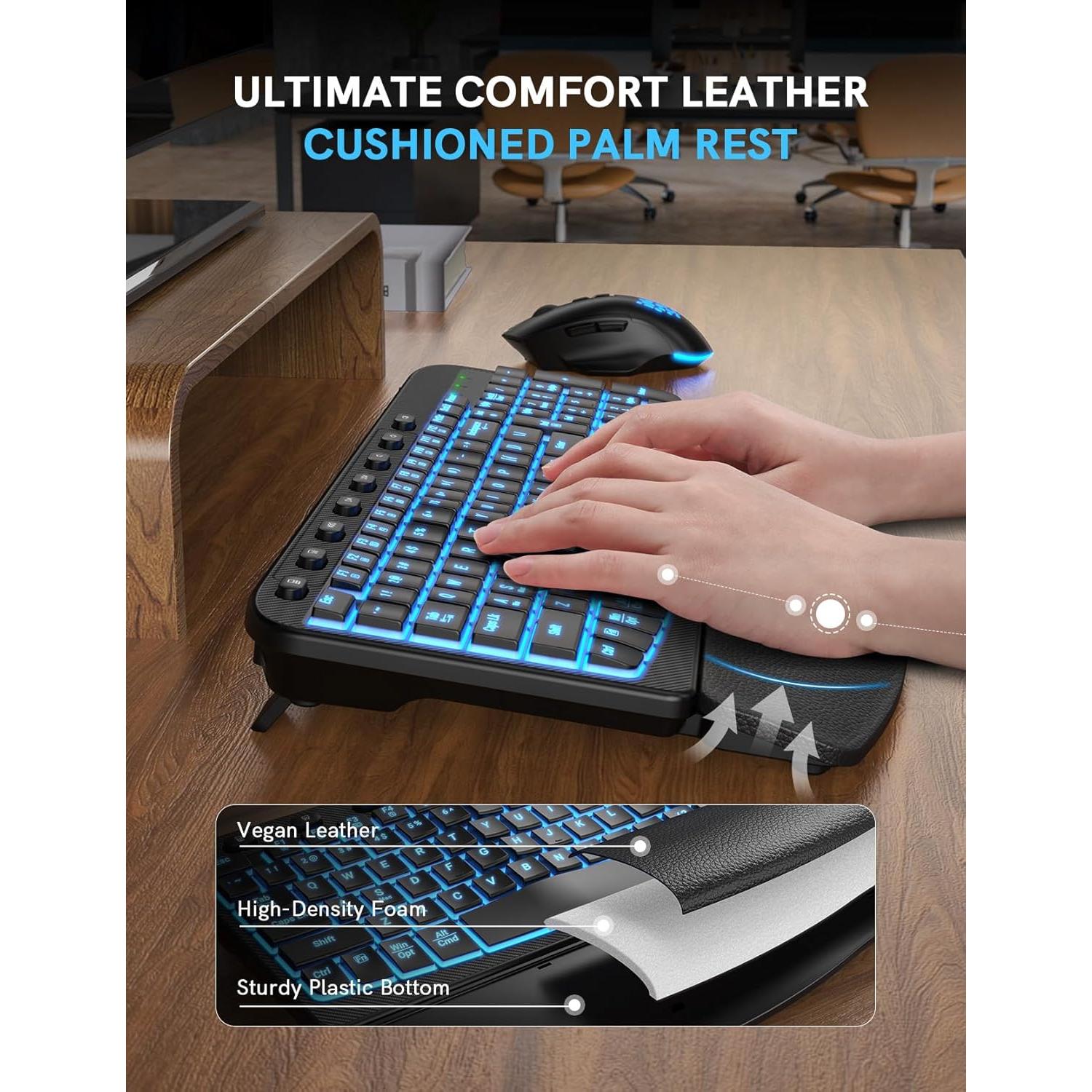 Combo Teclado y Ratón Inalámbrico Ergonómico SABLUTE Negro