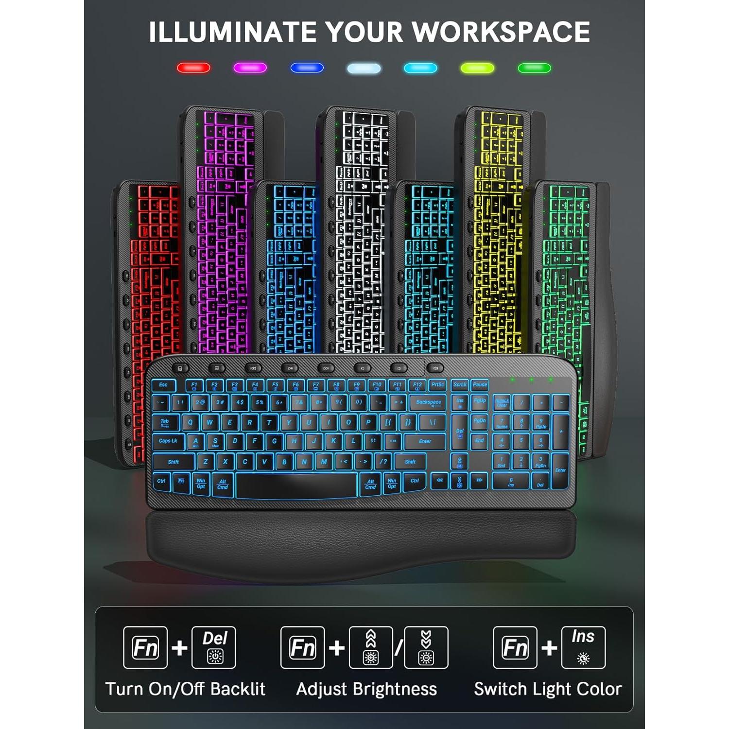 Combo Teclado y Ratón Inalámbrico Ergonómico SABLUTE Negro