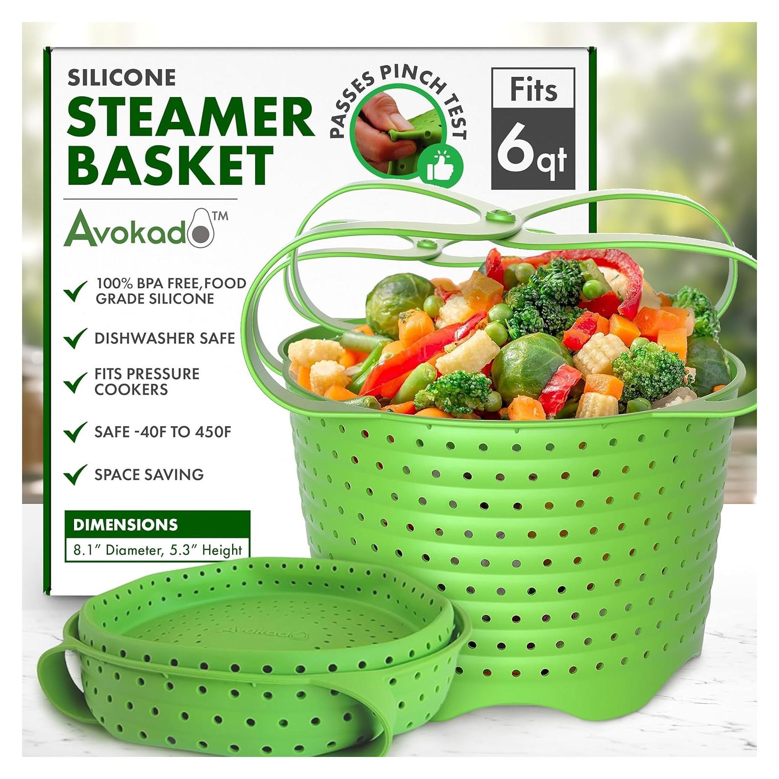 Cesta de Vapor Avokado 6QT Silicona Colapsable Verde