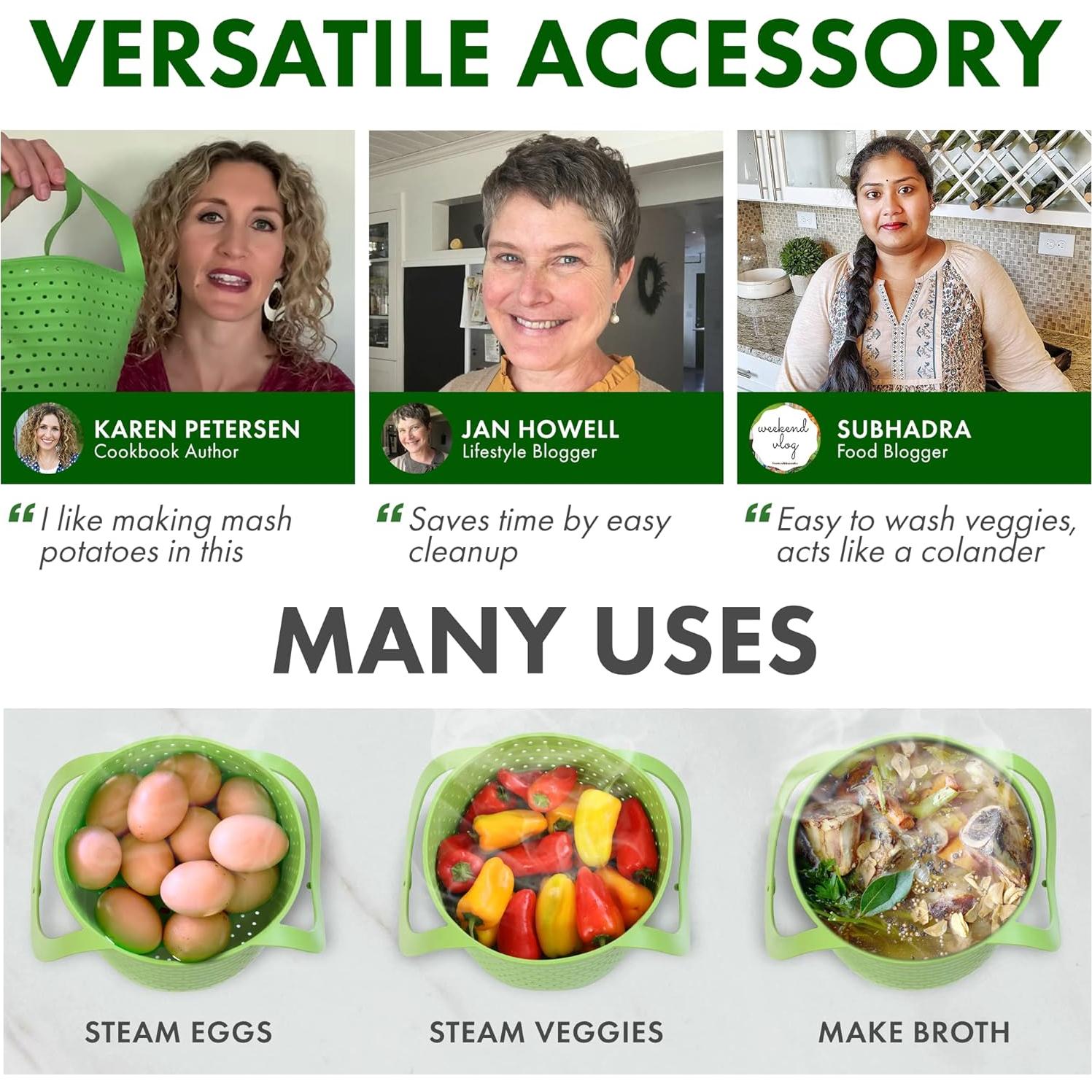 Cesta de Vapor Avokado 6QT Silicona Colapsable Verde