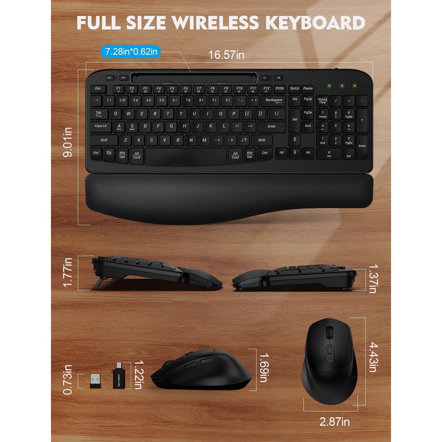 Combo Teclado y Ratón Inalámbrico EAYBLLY KG812-01 Ergonómico