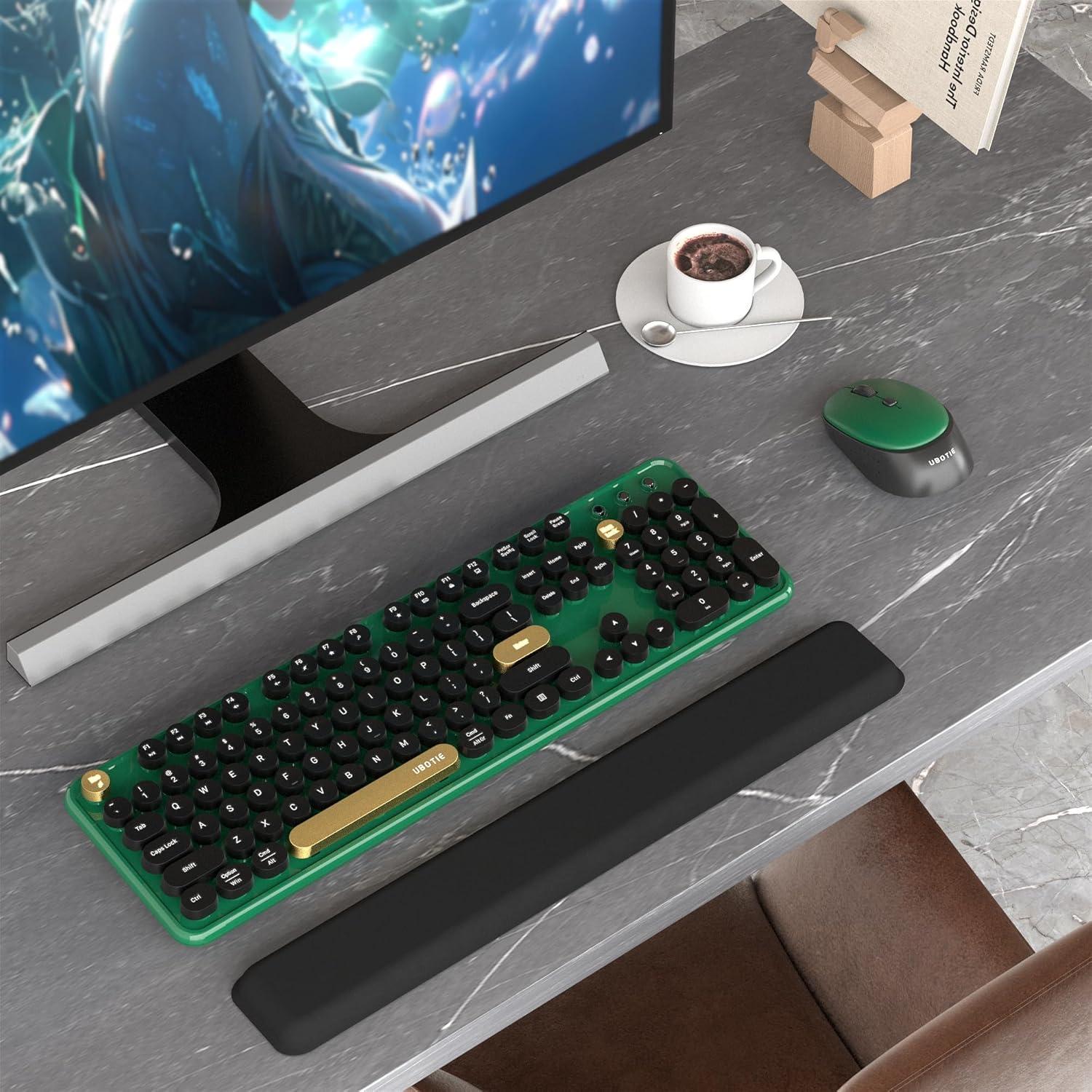 Combo Teclado y Ratón Inalámbricos UBOTIE Retro Verde-Negro