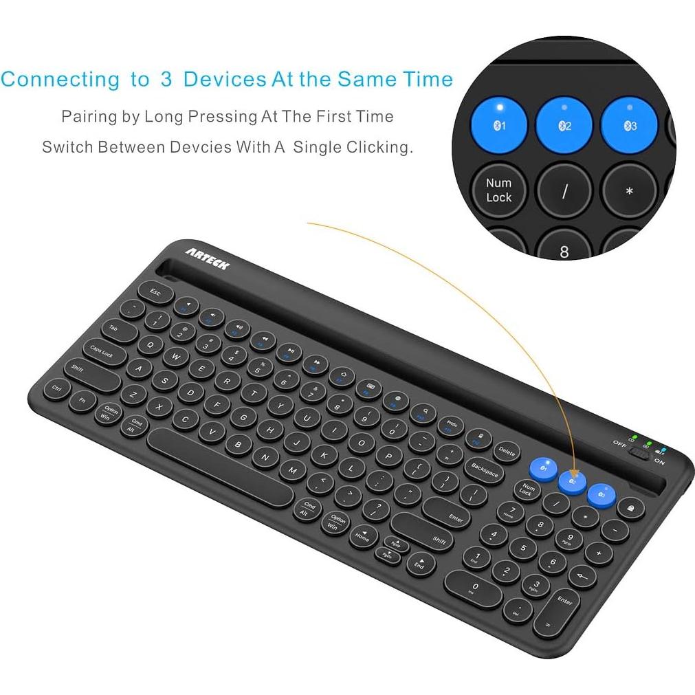 Teclado Inalámbrico Bluetooth Arteck con Soporte Integrado
