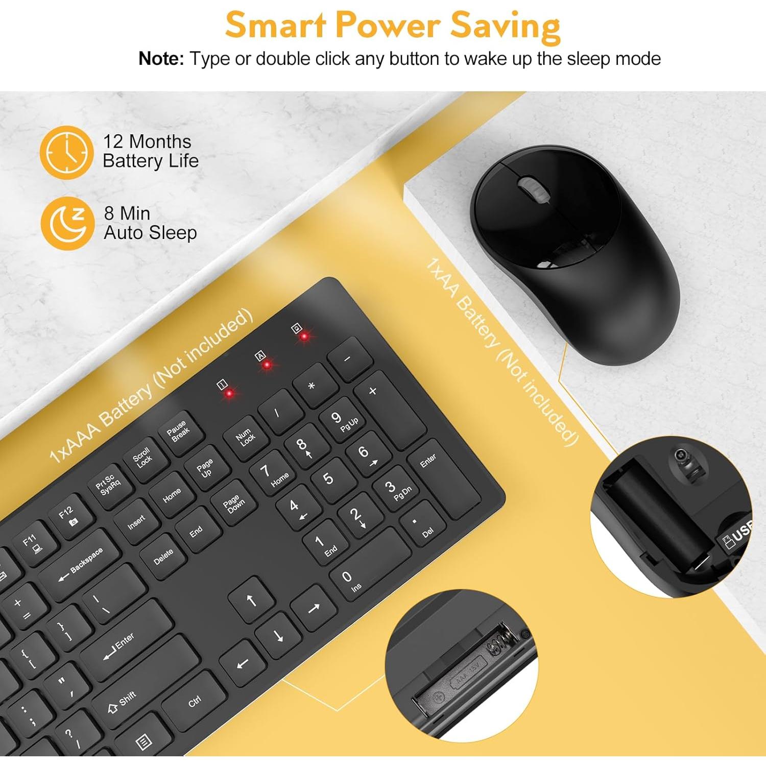 Combo Teclado y Ratón Inalámbricos Trueque Negro 2.4GHz