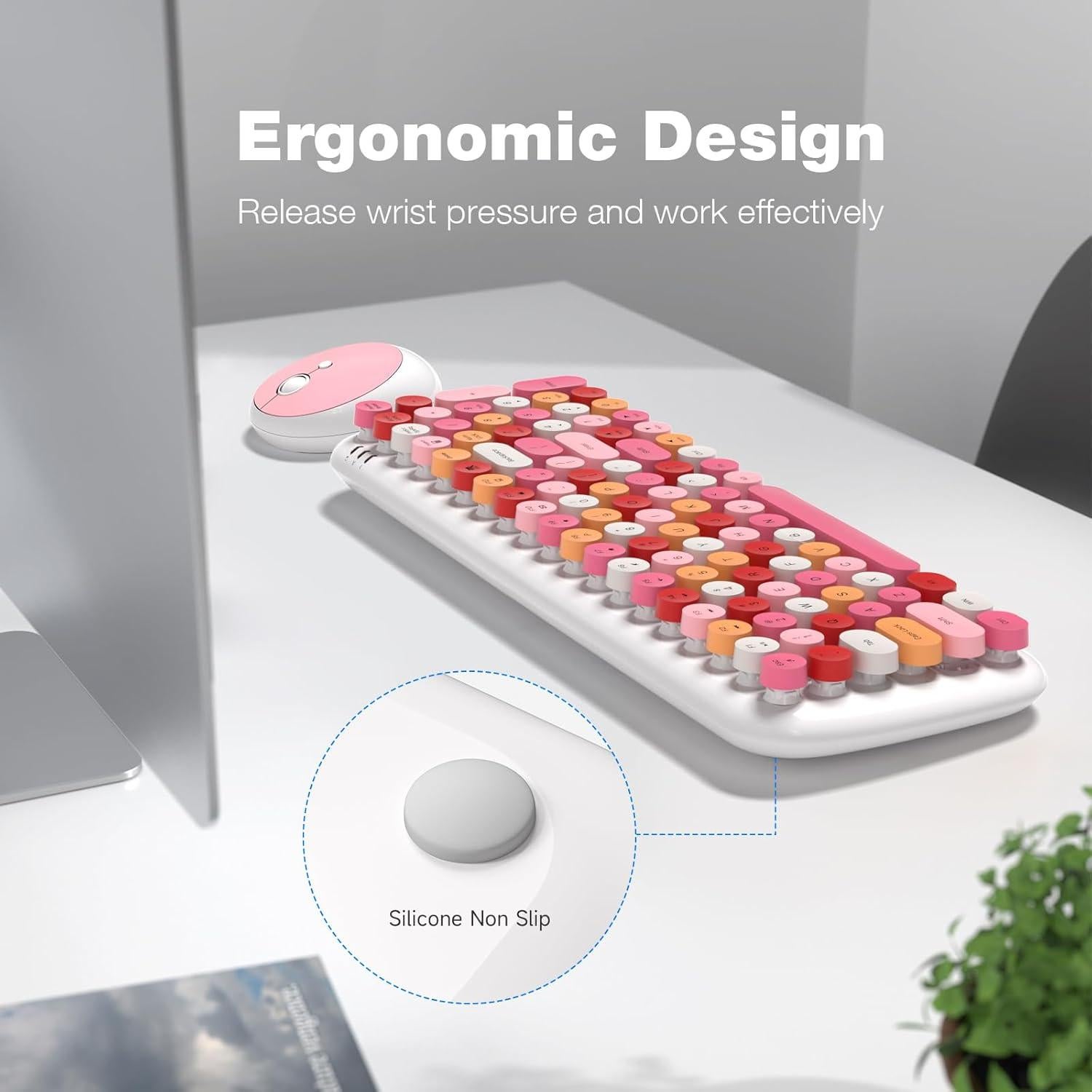 Teclado y Ratón Inalámbricos MOFII Estilo Vintage Blanco