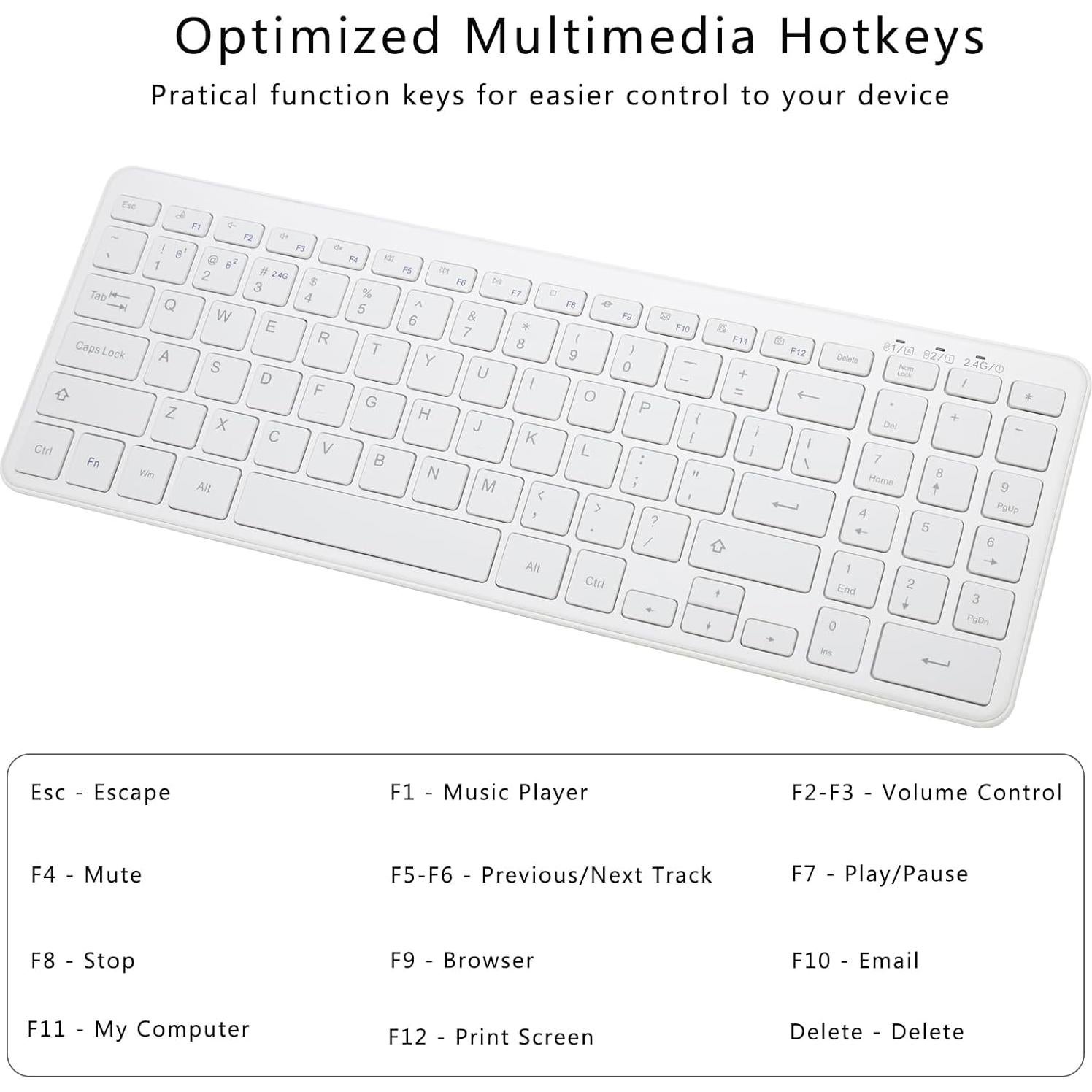 Teclado Bluetooth Inalámbrico Awaygerous Slim Blanco