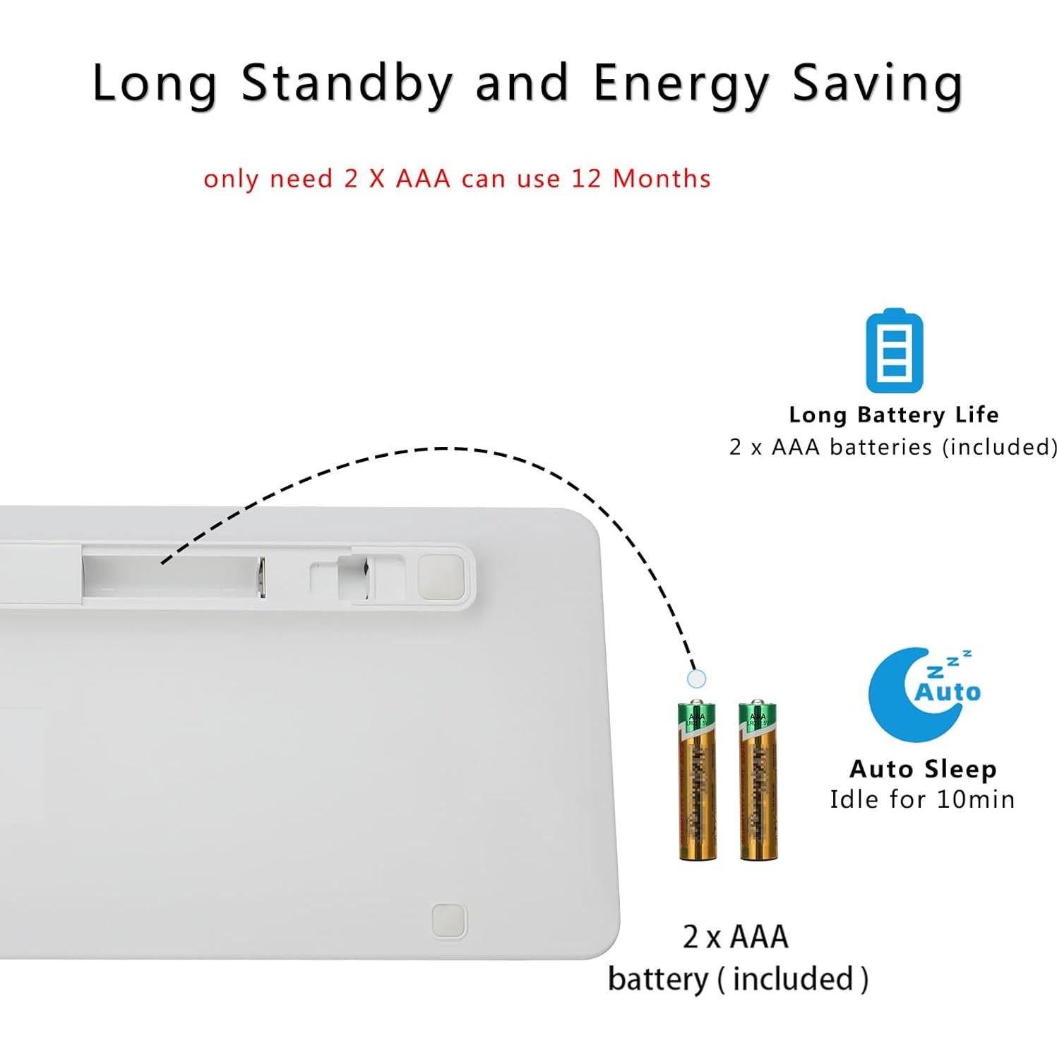 Teclado Bluetooth Inalámbrico Awaygerous Slim Blanco