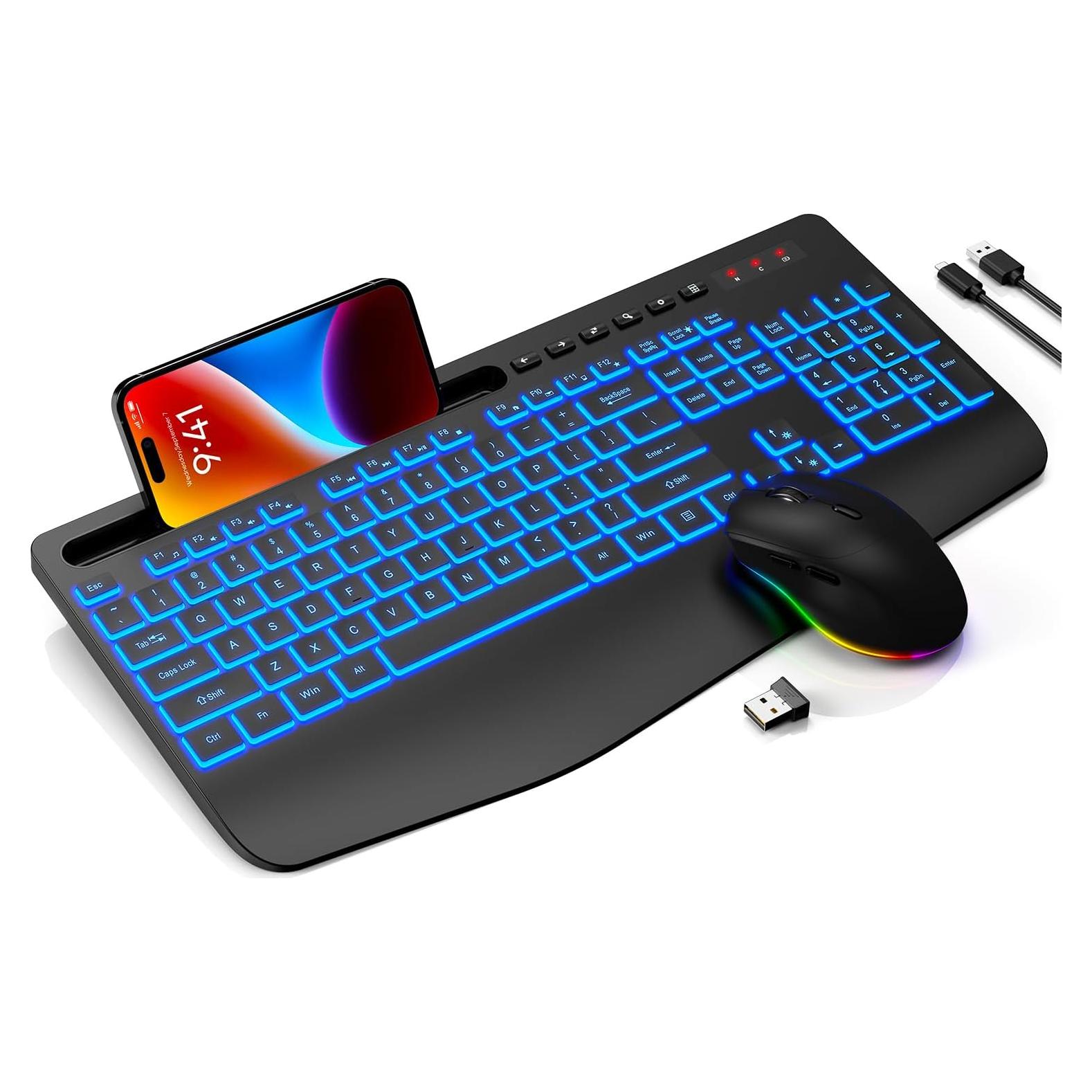 Combo Teclado y Ratón Inalámbrico Trueque RGB Ergonómico