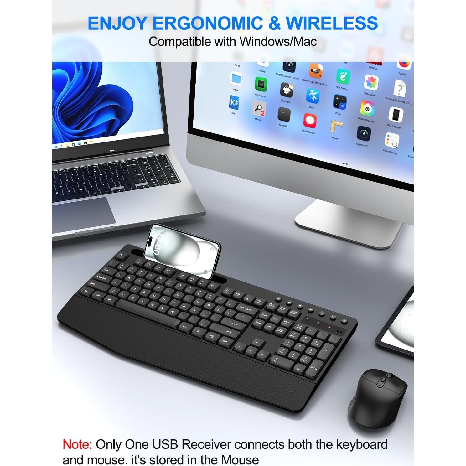 Combo Teclado y Ratón Inalámbrico EDJO MK525 Ergonómico