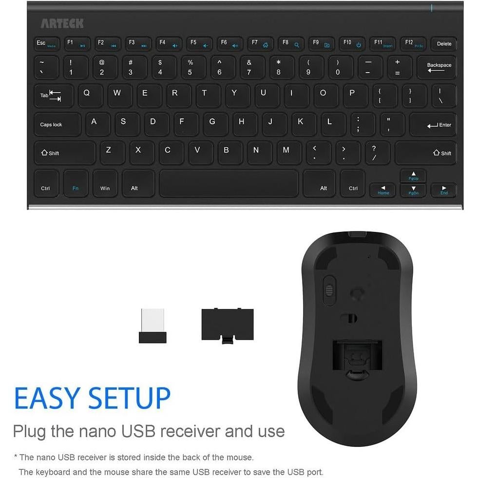 Teclado y Ratón Inalámbricos Arteck HW086/MW162 Ergonómico