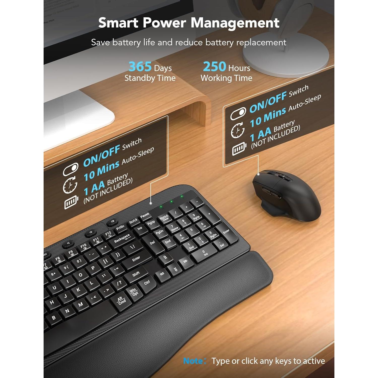 Combo Teclado y Ratón Inalámbrico SABLUTE Ergonómico