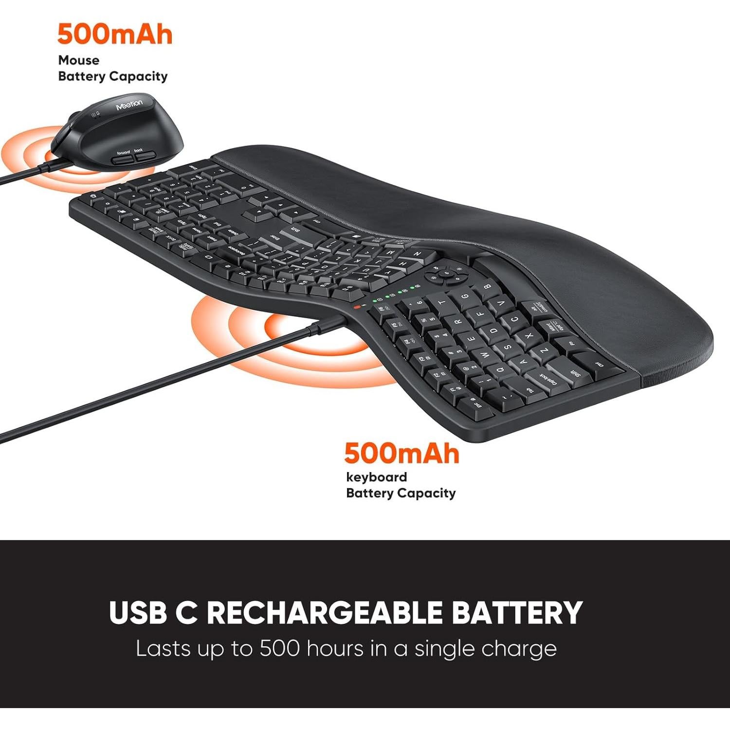 Teclado y Ratón Inalámbrico Ergonomico Meetion DirectorC