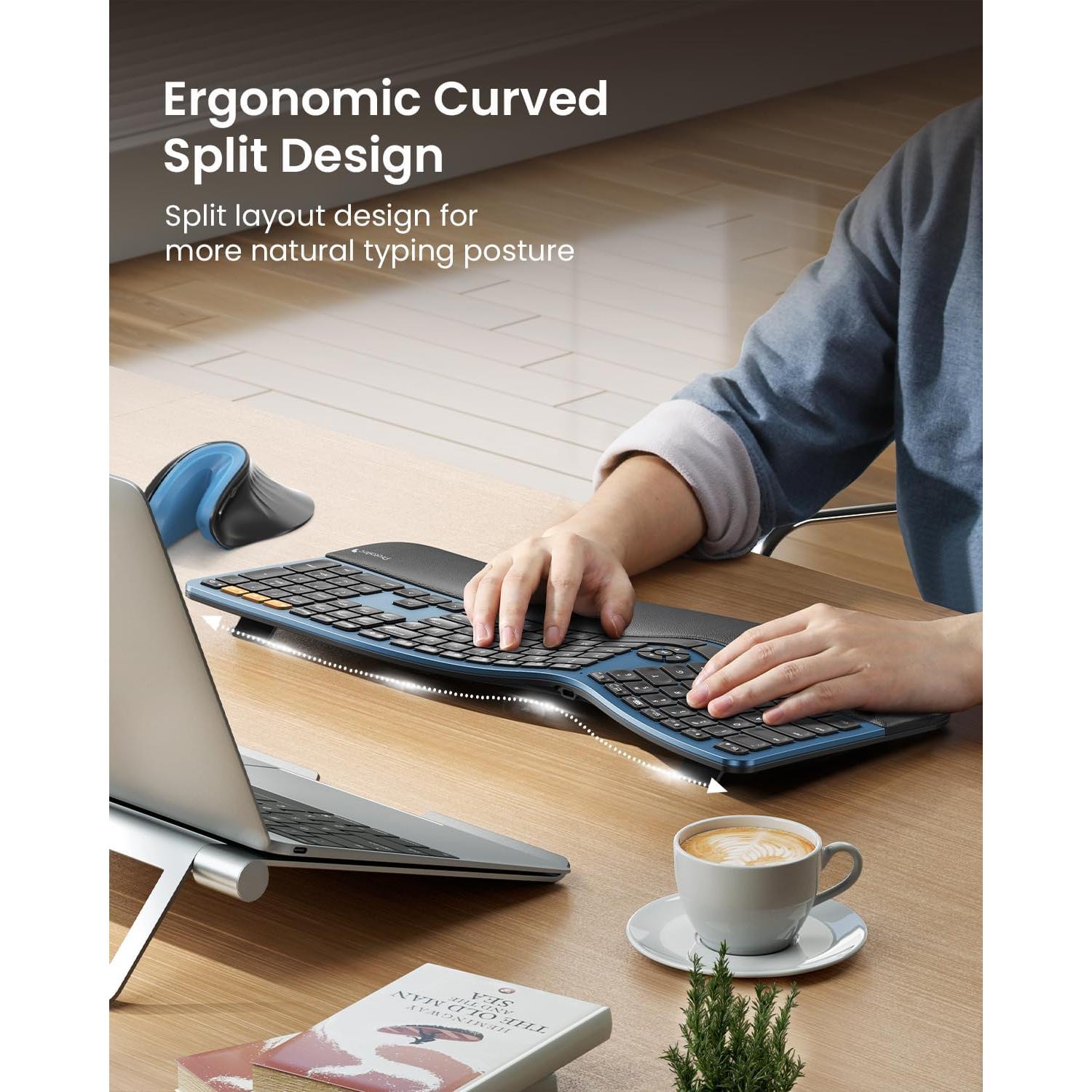 Teclado Ergonómico Bluetooth ProtoArc EK01 Plus Azul