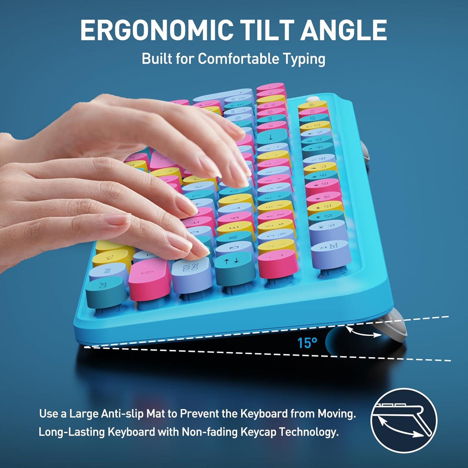 Combo Teclado y Ratón Inalámbricos Ubxxziy Azul 105 Teclas