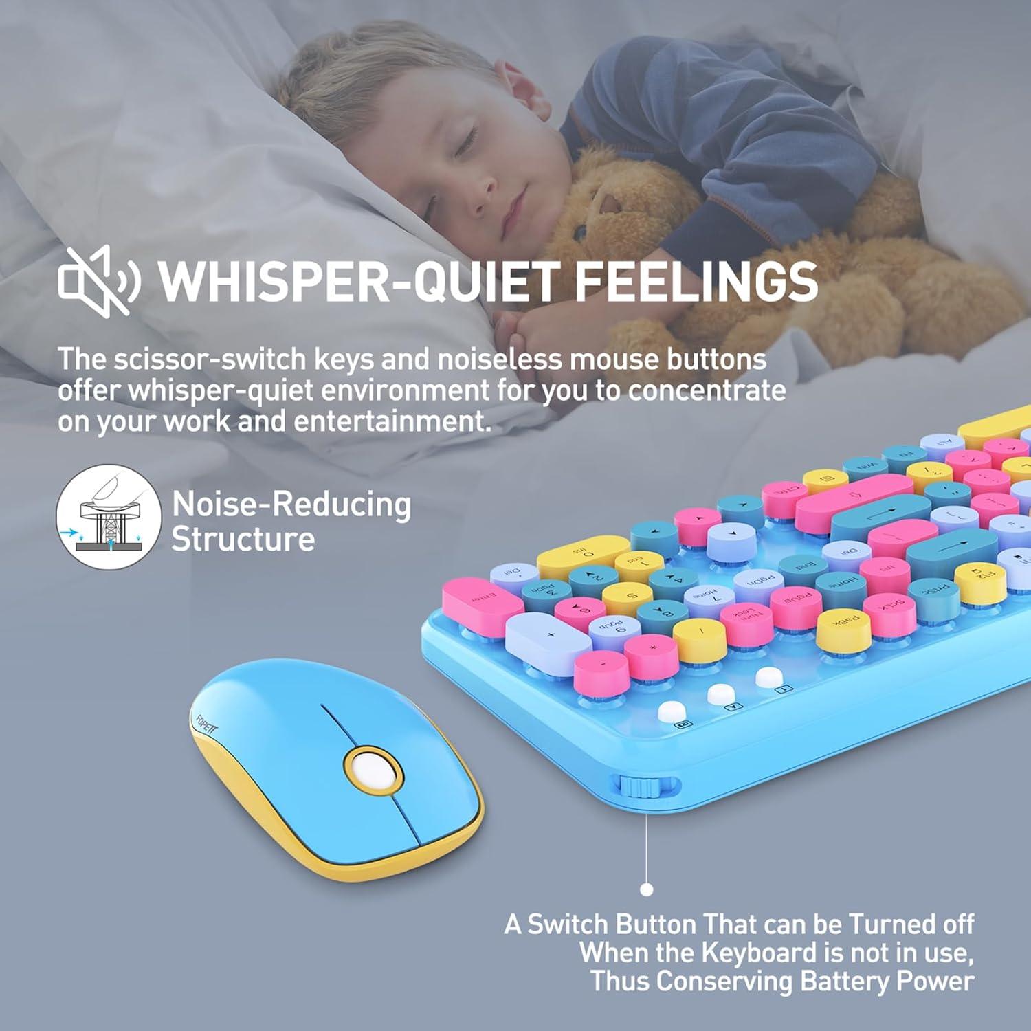 Combo Teclado y Ratón Inalámbricos Ubxxziy Azul 105 Teclas