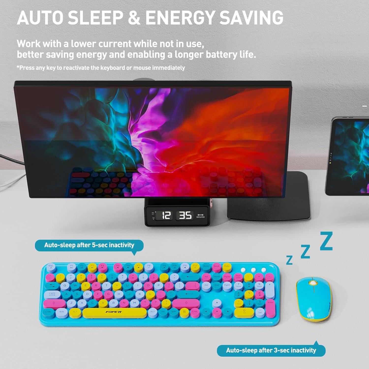 Combo Teclado y Ratón Inalámbricos Ubxxziy Azul 105 Teclas