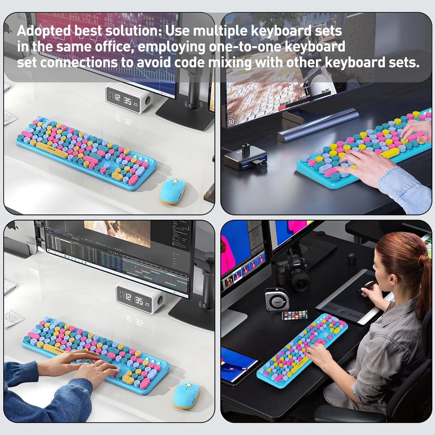 Combo Teclado y Ratón Inalámbricos Ubxxziy Azul 105 Teclas