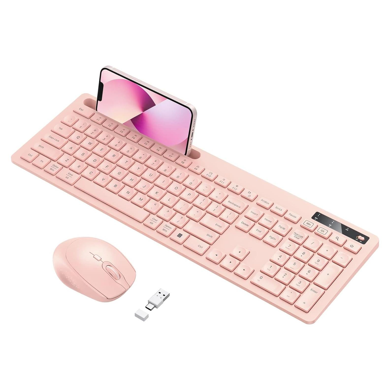 Teclado y Ratón Inalámbricos Vivefox Rosa para Mac y Windows