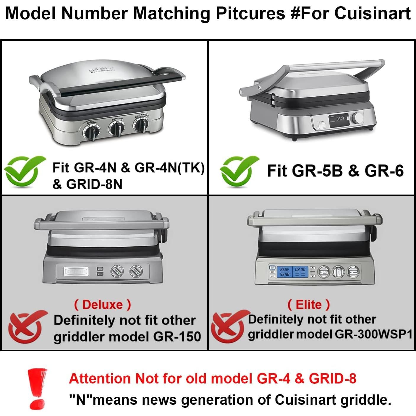 Placas de Waffle GVODE para Cuisinart GR-4N y GR-5B