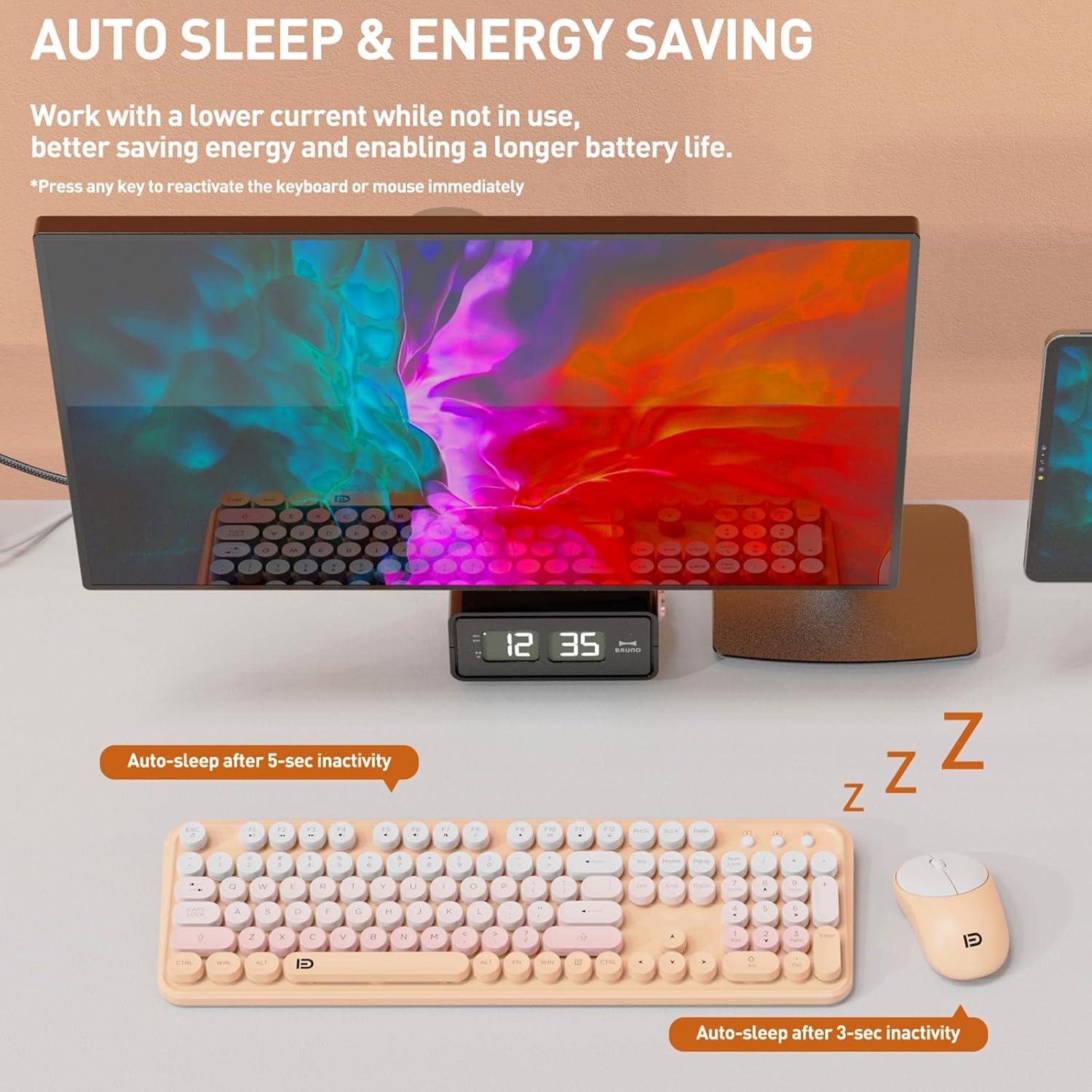 Combo Teclado y Ratón Inalámbrico FOPETT Rosa Gradiente