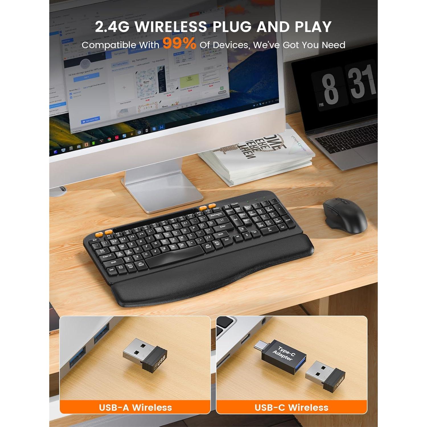 Combo Teclado y Ratón Inalámbrico SABLUTE MA22 Plus Ergonómico