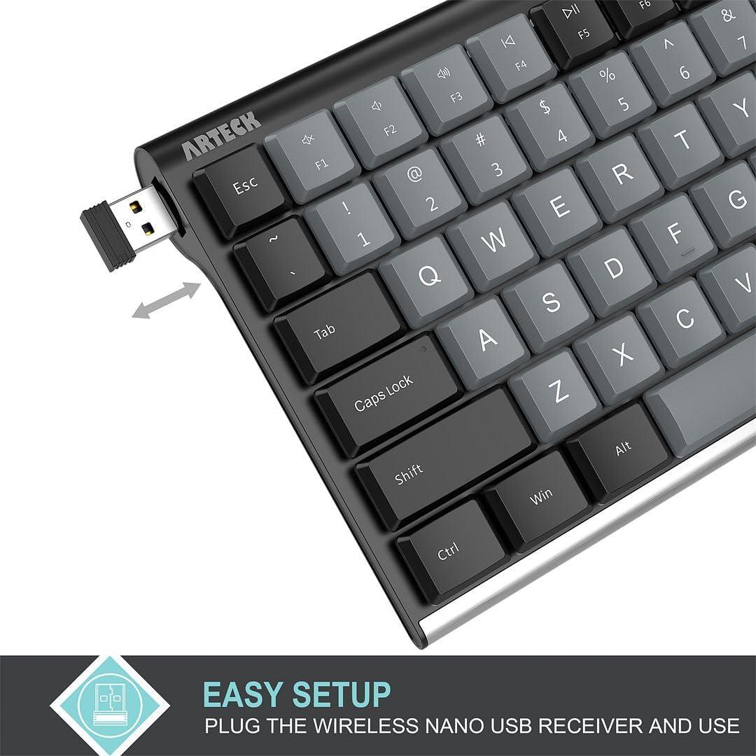 Teclado Mecánico Arteck Inalámbrico USB Negro con Batería