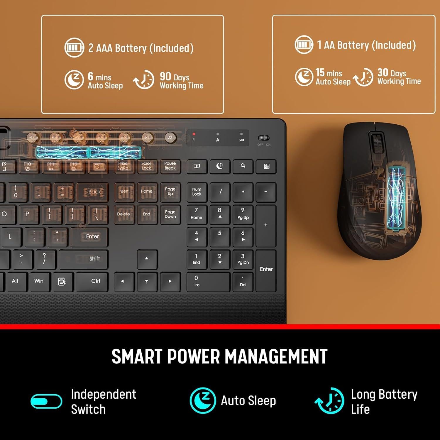 Combo Teclado y Ratón Inalámbrico Trueque Silencioso