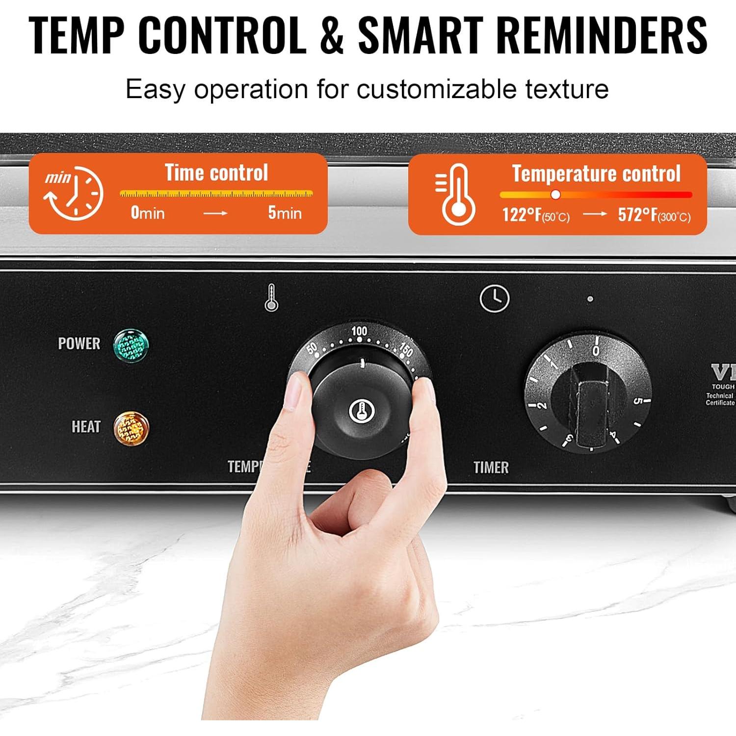 Máquina de Waffles VEVOR 10PCS Acero Inoxidable 1550W