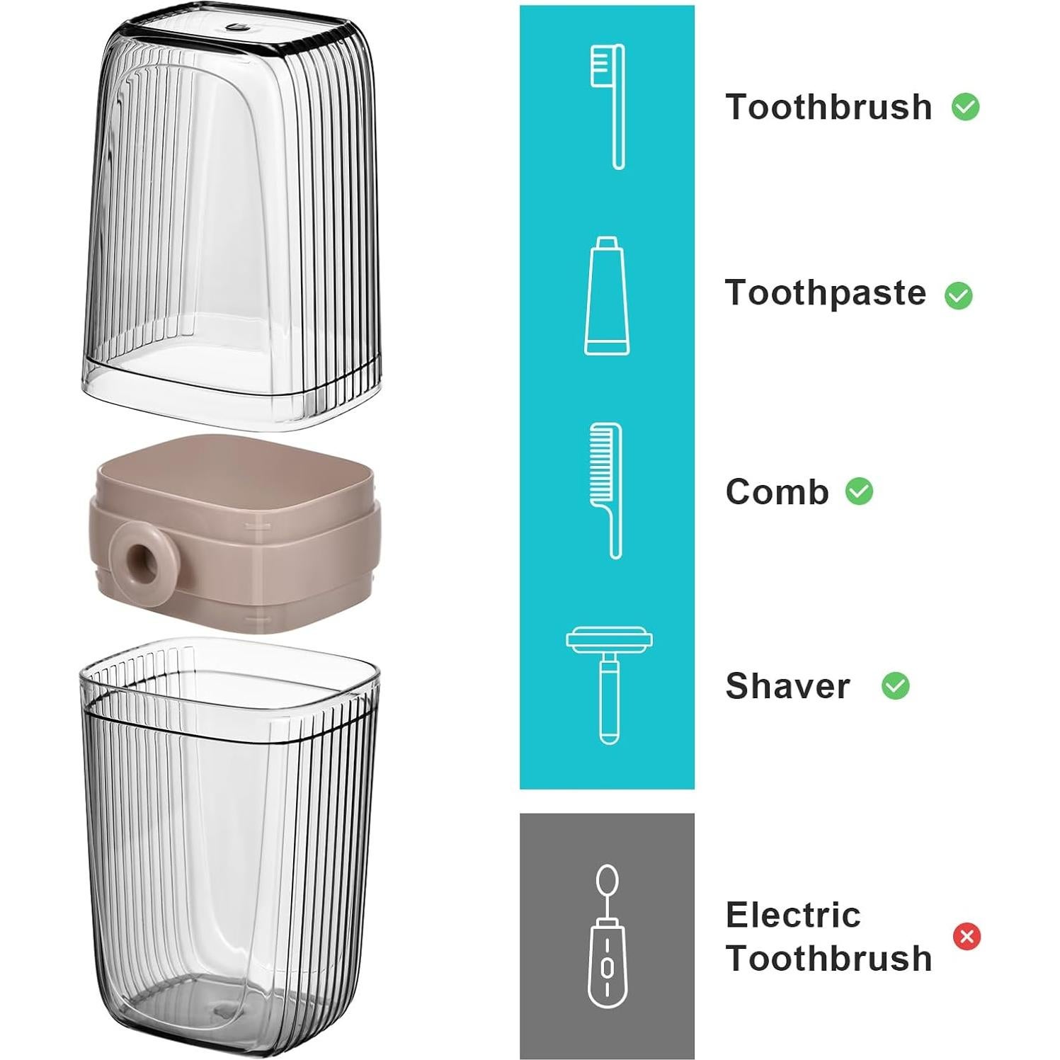 Estuche de Cepillo de Dientes VITVITI Gris para Viaje 20 cm