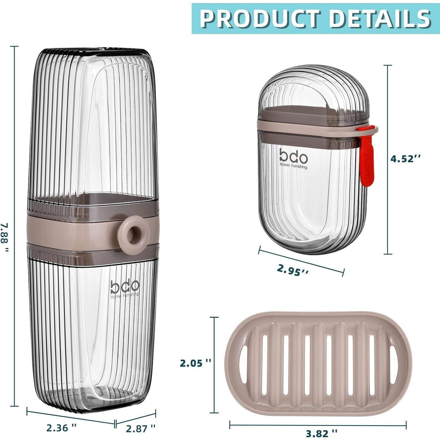 Estuche de Cepillo de Dientes VITVITI Gris para Viaje 20 cm
