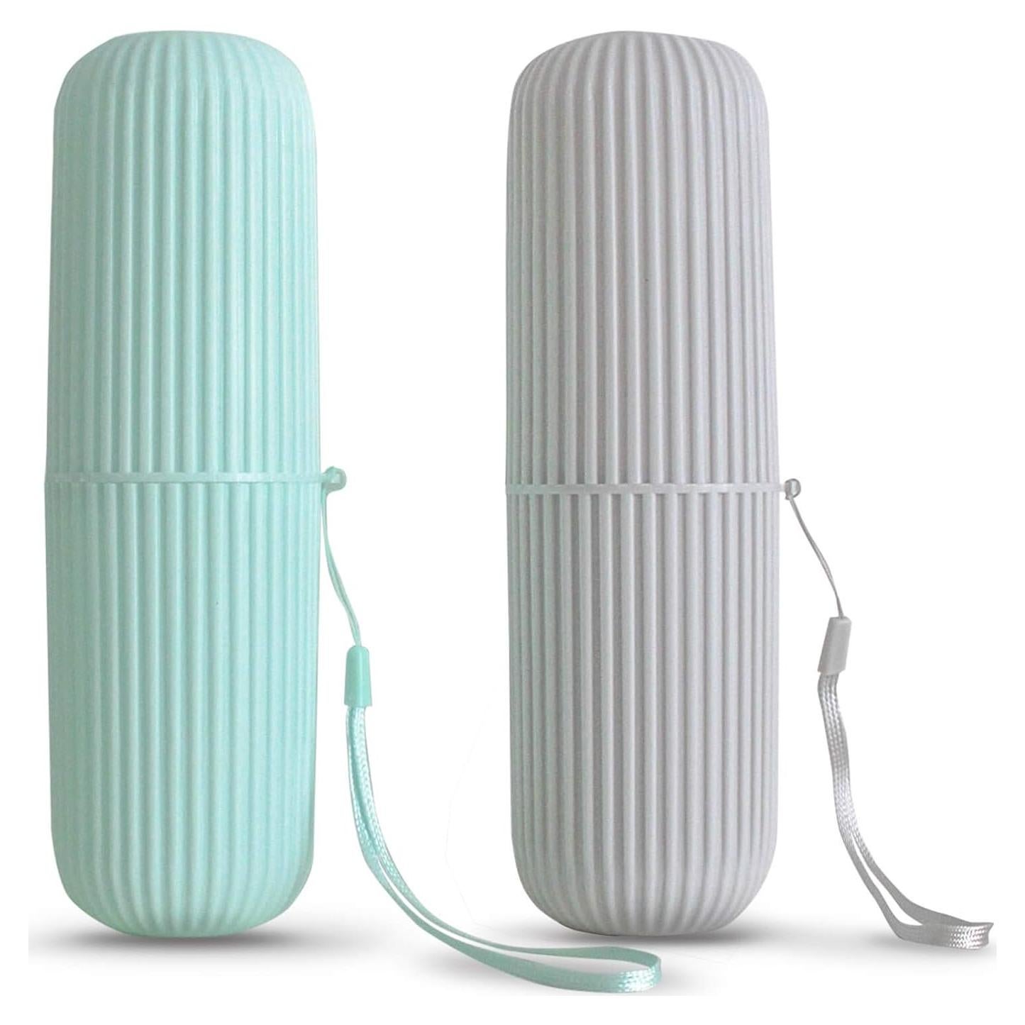 Estuche de Cepillo de Dientes Sunenlyst 2 Pcs Verde y Gris