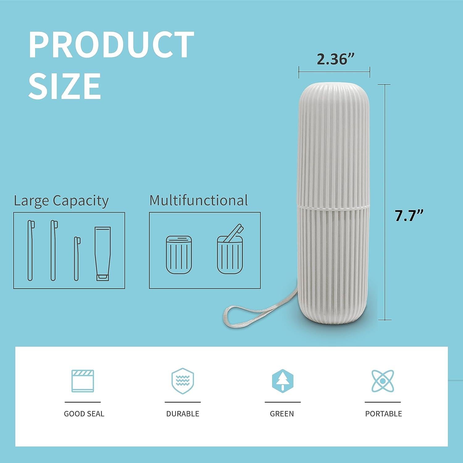 Estuche de Cepillo de Dientes Sunenlyst 2 Pcs Verde y Gris