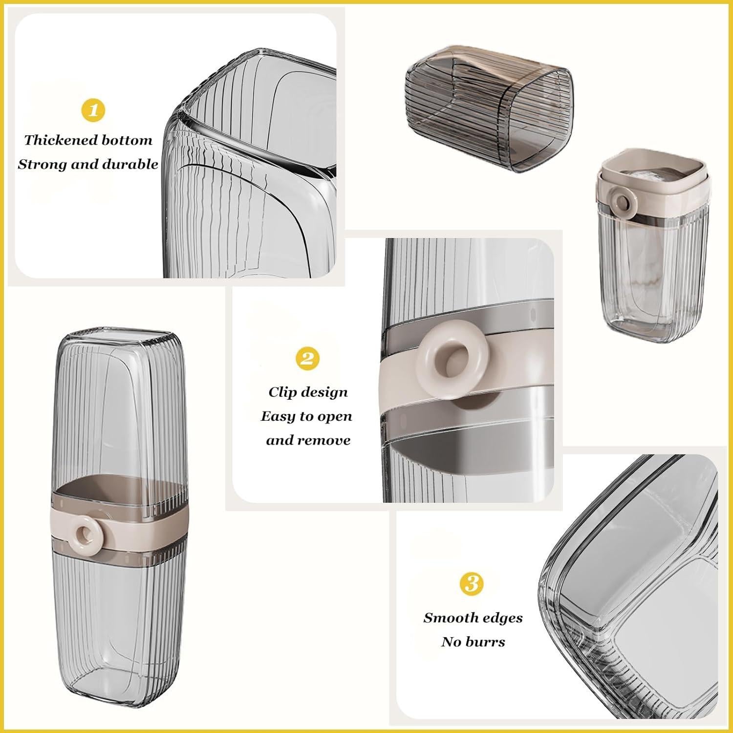 Estuche de Cepillo de Dientes de Viaje XQINQZ TTC-123 Gris