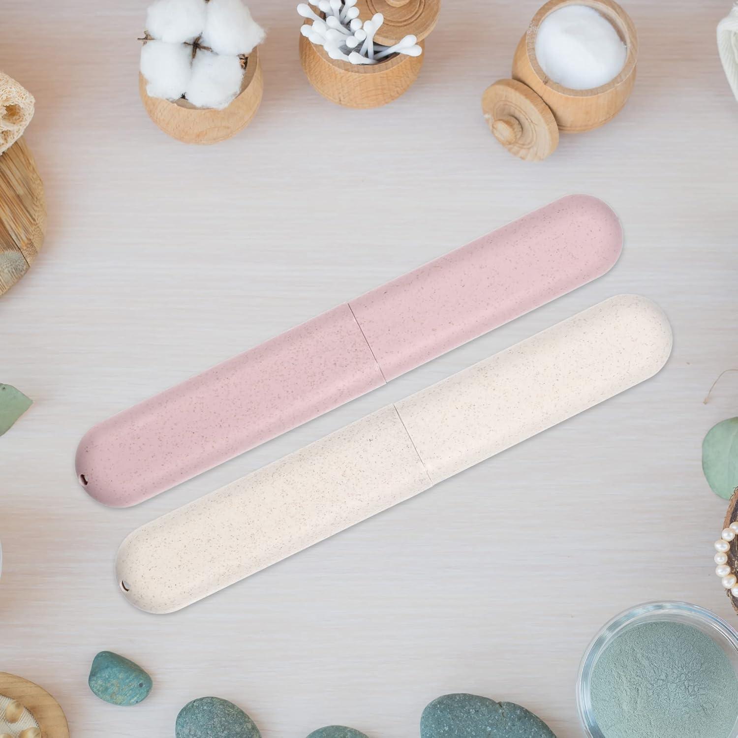 Estuches para Cepillos de Dientes VOCOSTE 2 Piezas Rosa Beige