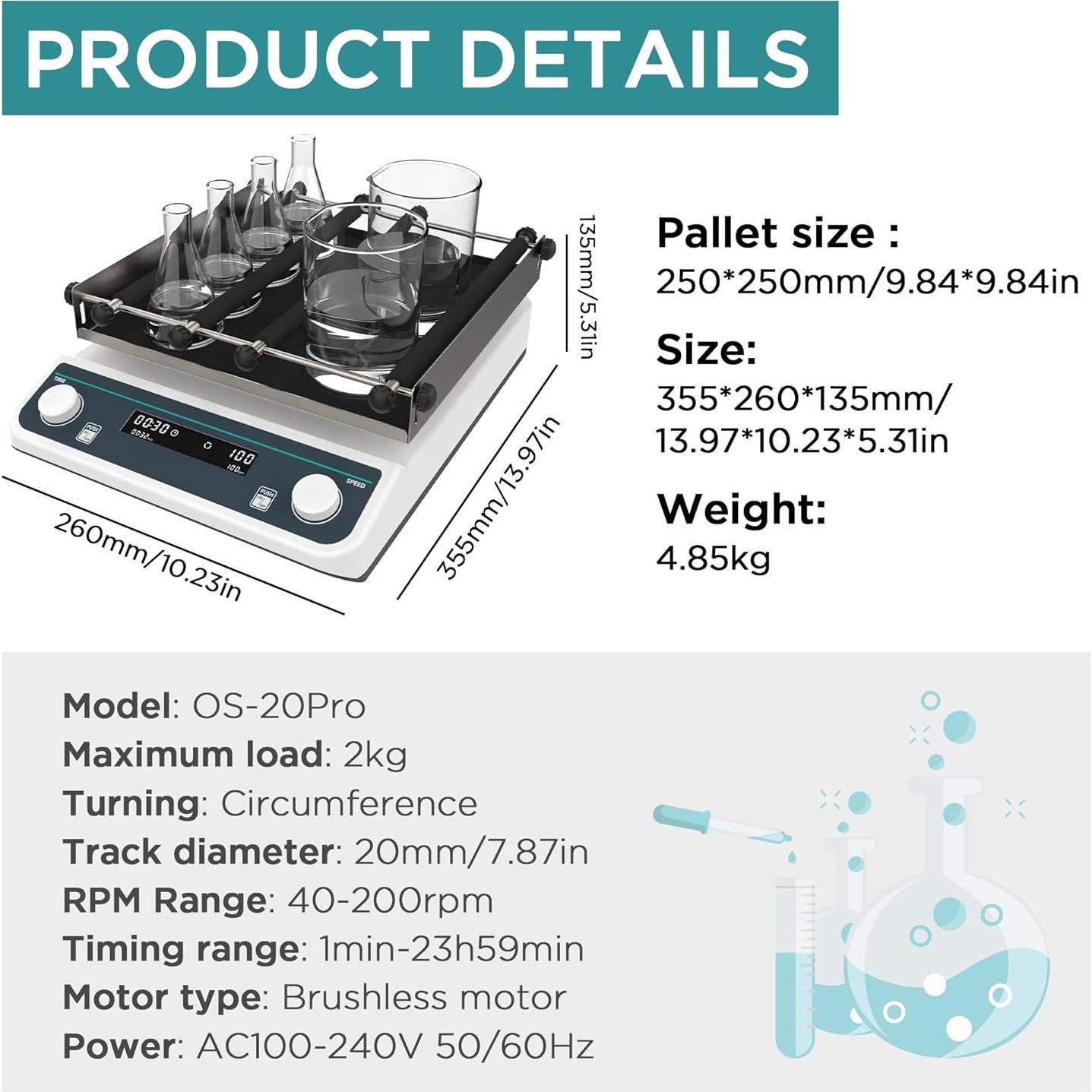 Mezclador Orbital Digital T-stereo OS-20PRO 25.1cm 2kg