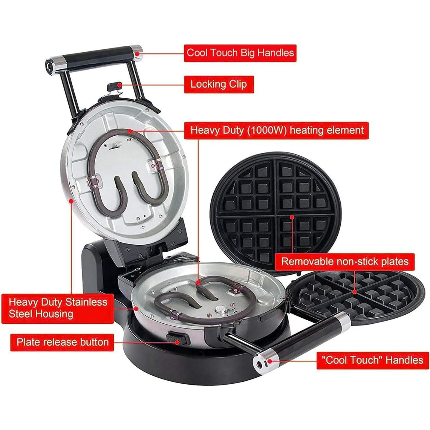 Horno para Waffles Belgas Salud y Hogar Rotativo 360 Antiadherente