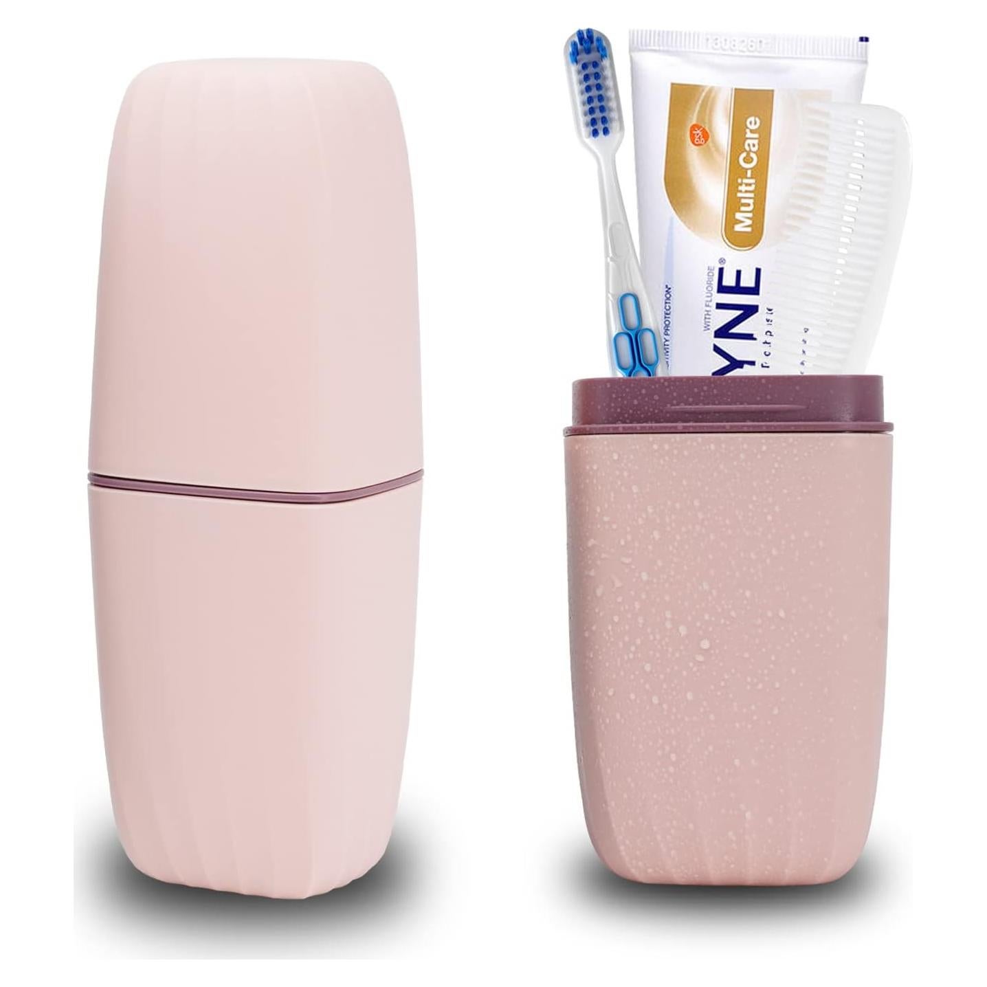 Portacepillos de Dientes Jeopace Rosa Estuche 2 Tazas