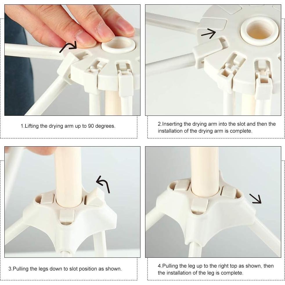 Soporte Plegable para Secar Pasta Cambom - 10 Mangos Blancos