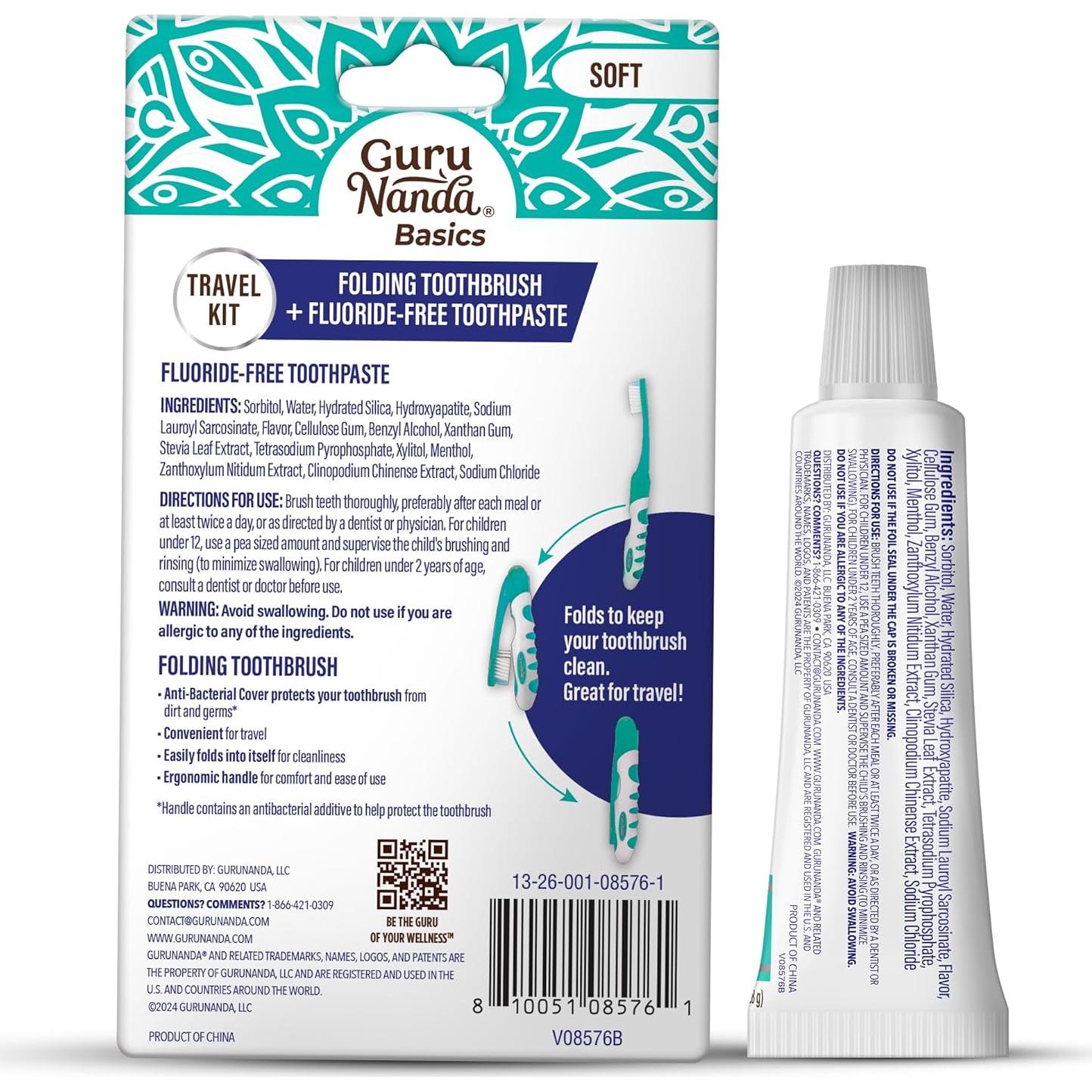 Cepillo de Dientes Plegable GuruNanda con Pasta Hidroxiapatita