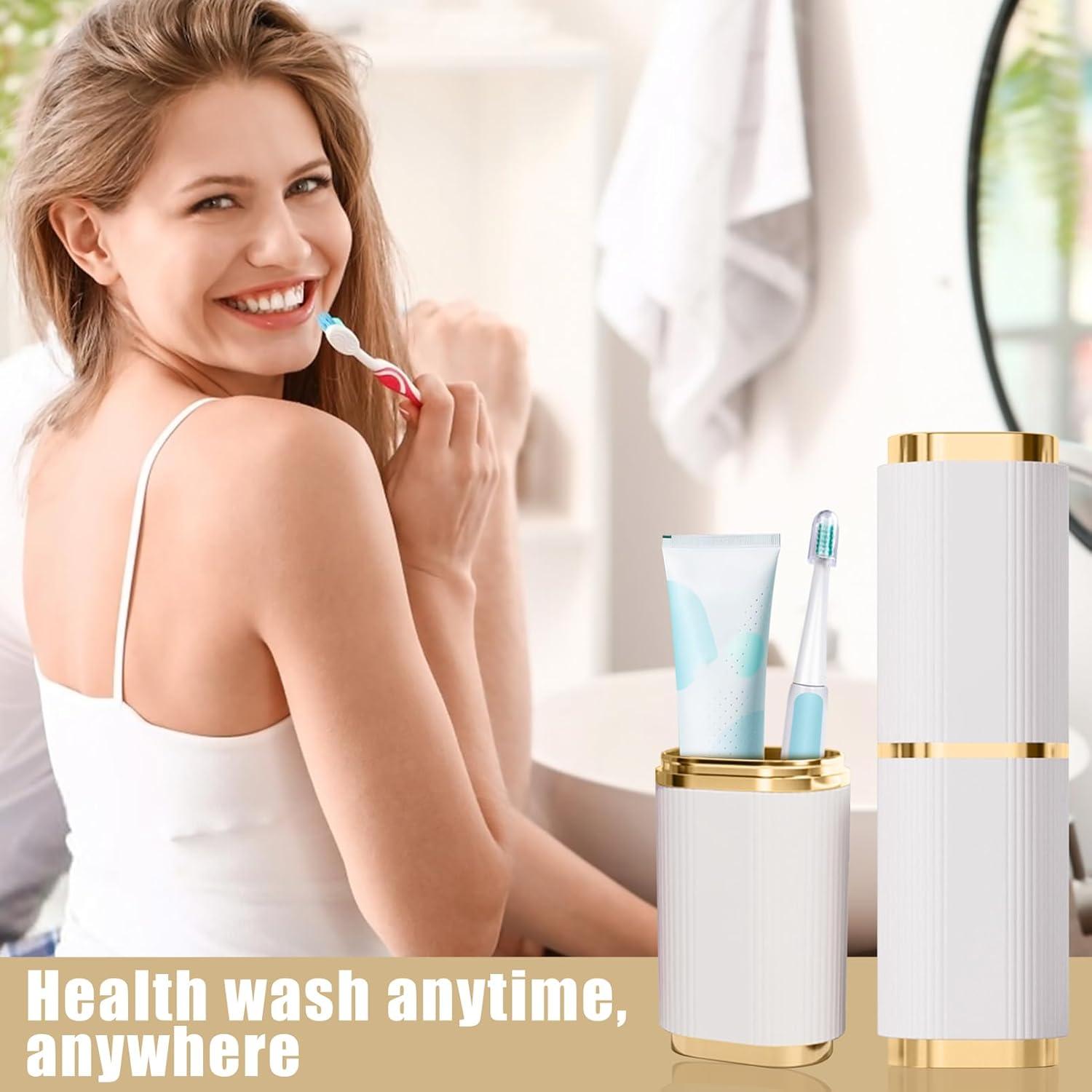 Estuche de Cepillo de Dientes JLNGTHONG 2 Piezas Rosa Blanco