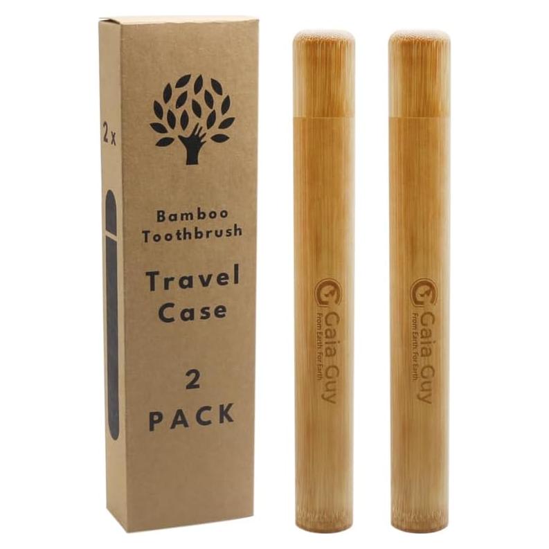 Estuche de Viaje para Cepillos de Dientes Gaia Guy 2 Pack - Bambú