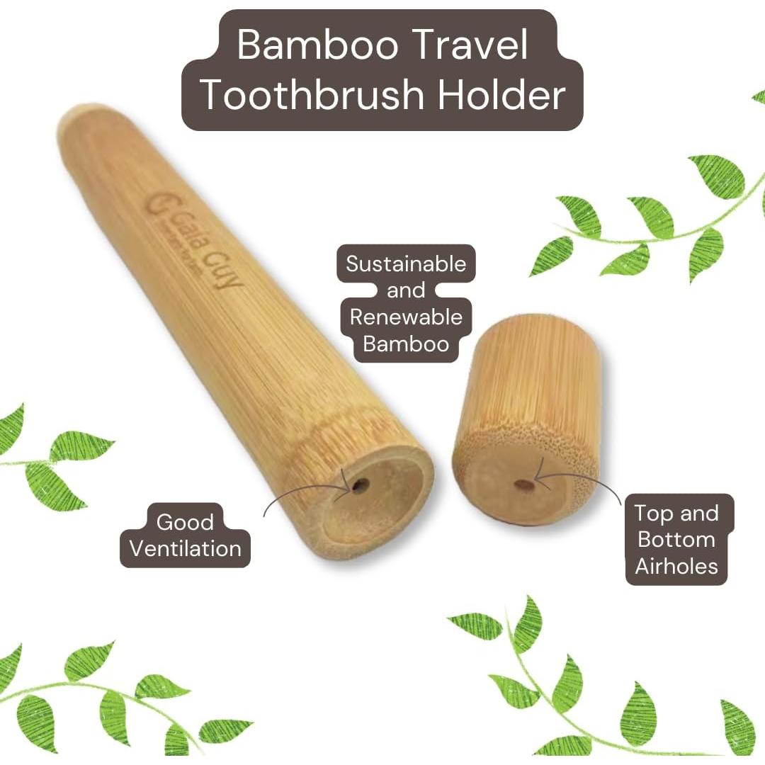 Estuche de Viaje para Cepillos de Dientes Gaia Guy 2 Pack - Bambú