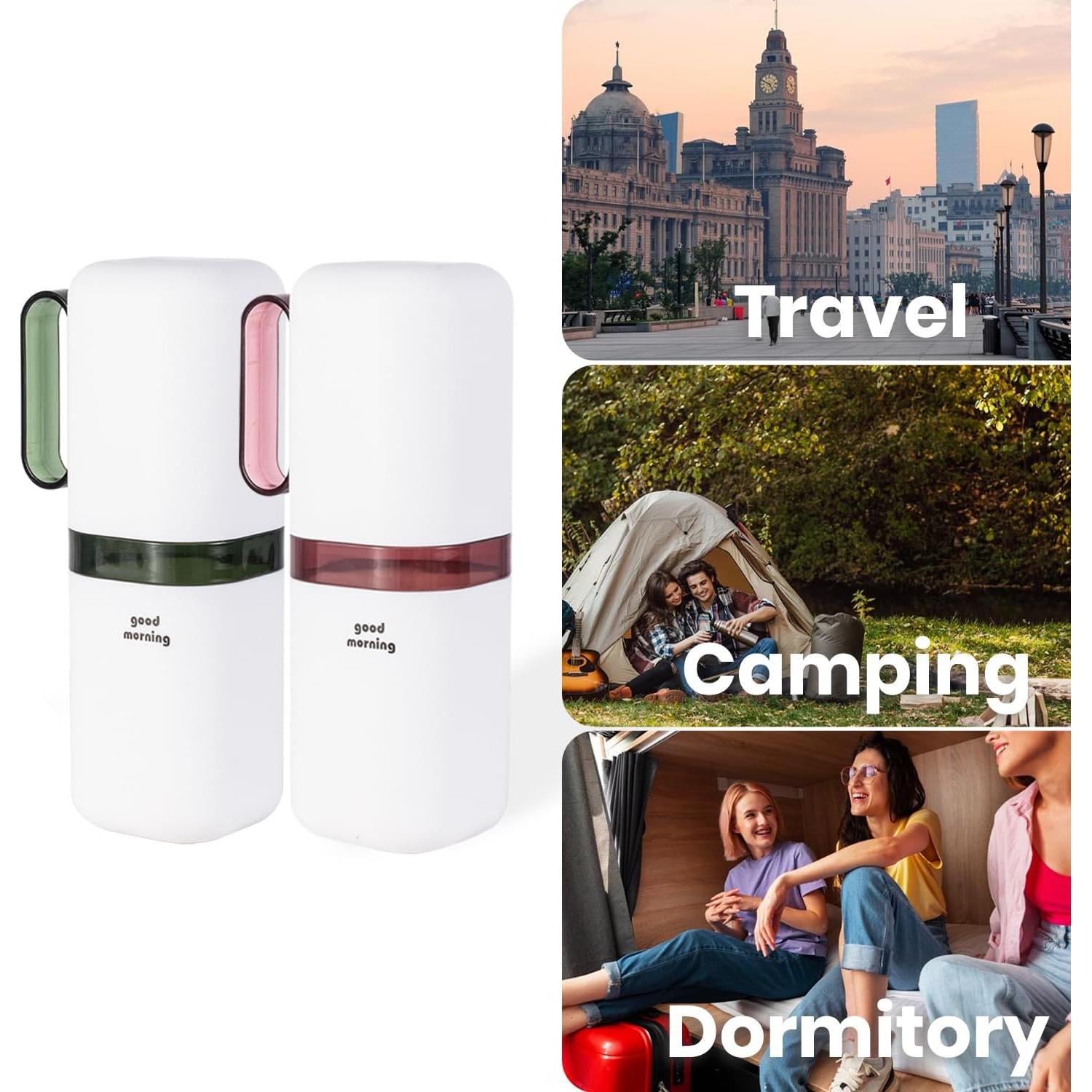 Portacepillos de Viaje FEHNAG con Vaso Enjuague 2 Piezas