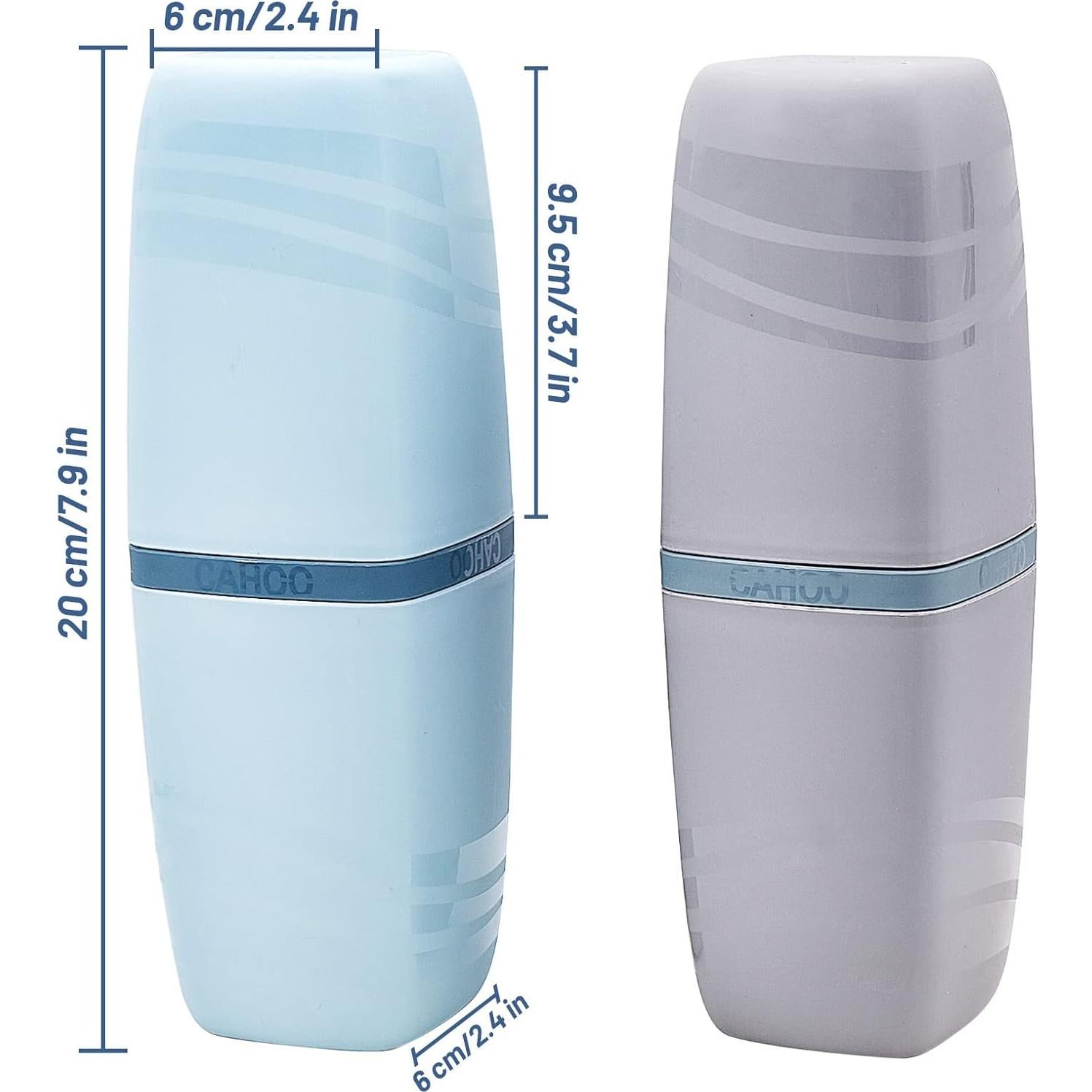 Estuche de Cepillo de Dientes de Viaje 2 PCS Gris y Azul